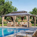 12x20 Polycarbonate Gazebo Dark Brown Aluminum Frame
