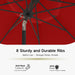 9Ft 3-Tier Patio Umbrella, Outdoor Table Umbrella with Easy Crank & Tilt, 8 Reinforced Ribs, UV Protection for Deck, Pool, Market, Backyard (Red)