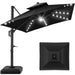 10X10Ft 2-Tier Square Outdoor Solar LED Cantilever Patio Umbrella W/ Base Included - Black