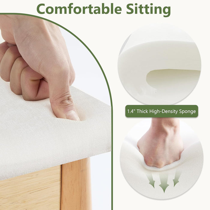 Vanity Stool with Saddle Cushion, 18 Inch Makeup Vanity Chair for Living Room, Morden Foot Stool Ottoman Piano Bench,Small Upholstered Bench for Bedroom, Beige