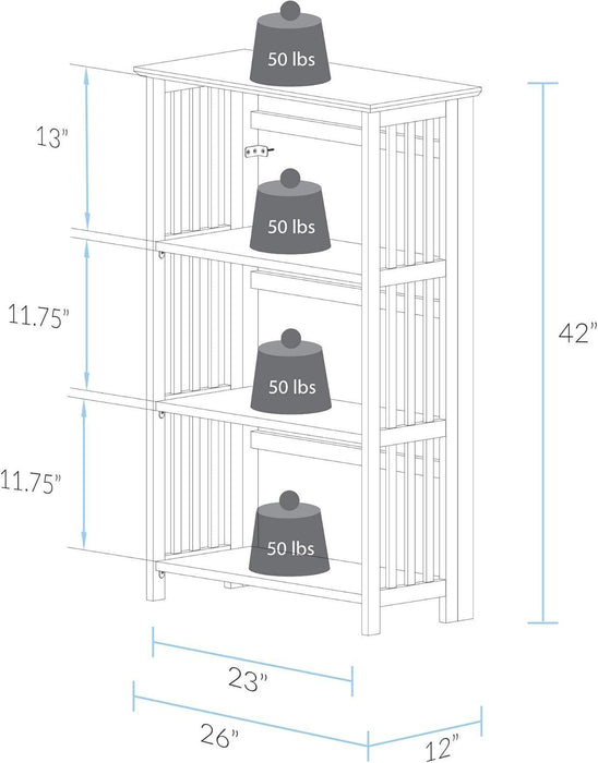 Soho Manhattan 4-Shelf Folding Bookcase 26"" Wide - Natural (333-40)
