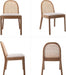 Rattan Dining Chairs Set of 4, Upholstered Linen Dining Room Chairs with Backrests, Modern Kitchen Chairs with Wood Legs for Dining Room, Beige