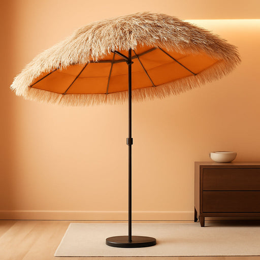 6/6.5/7.5/8Ft Tiki Umbrellas for Outside, UV Protect Thatch Umbrella with Tilt Design, Thatch Patio Umbrella for Outdoor Tiki Bar, Tropical Palapa Tiki Hut Hawaiian Hula Beach Umbrella