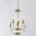 Six Globular Pendant Chandelier Acrylic Brass Finish