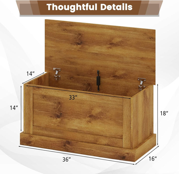 Oak 35.5 Inches Organizational Storage Bench Strut
