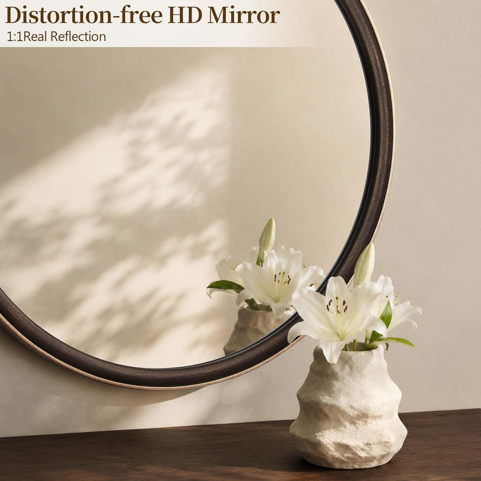 round Mirror 36 Inch, Linen-Texture Circle Wall Mirror for Bathroom, Bedroom, Entryway, Living Room，Gold