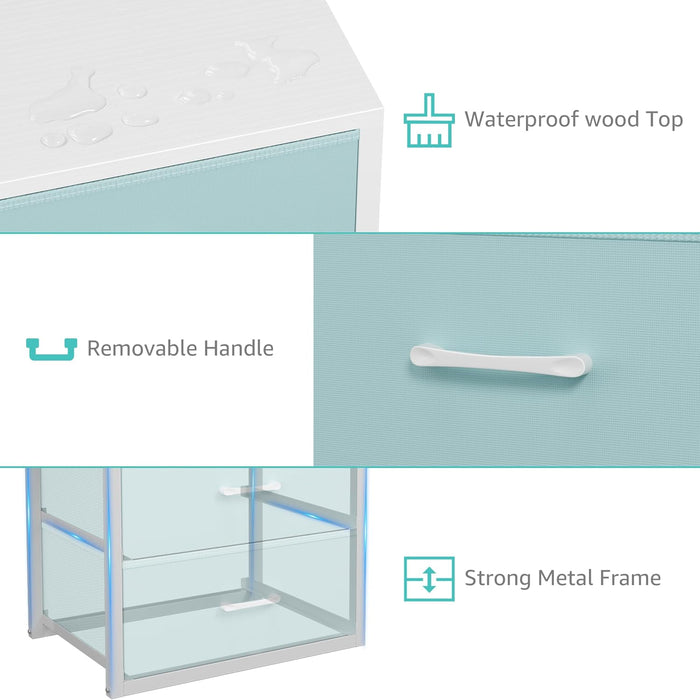 Stackable Storage Drawers Closet Organizers and Storage Fabric Blue 2 Drawer Dresser for Bedroom 2 Packs Modern