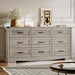 9-Drawer Dresser for Bedroom, Modern Wooden Chest of Drawers with Metal Handles, Anti-Tipping Design, Sturdy and Stable Storage Organizer for Living Room, Entryway, Home Office