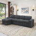 Sectional Sofa, 132" Oversized 4 Seater Couch with Ottoman for Living Room, Corduroy, Gray