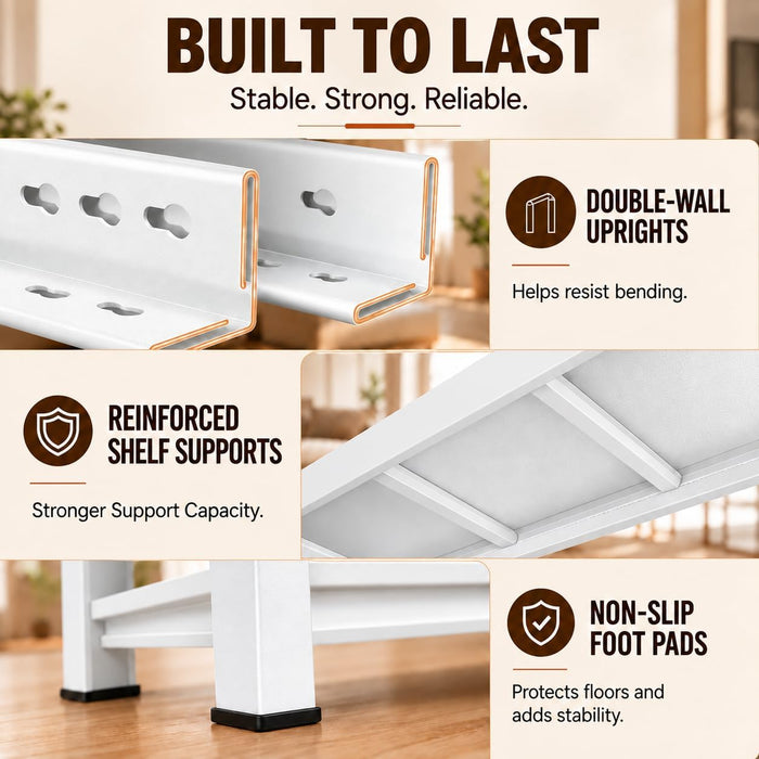 Metal Book Shelf Adjustable Heavy Duty Bookshelf with Tool-Free Assembly