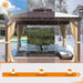 12' X 12' Gazebo Hardtop Double Roof Galvanized Steel Gazebos with Netting and Curtains Outdoor Aluminum Frame Permanent Metal Pavilion for Patio Backyard Deck and Lawns