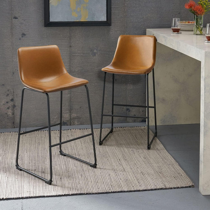 30 Inch Counter Height Bar Stools Set of 3, Faux Leather Bar Chairs