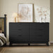 53" Long Dresser for Bedroom, 6-Drawer Dresser with Fluted Fronts, Wide Wood Chest of Drawers, Smooth Metal Slides, Stable Base, Modern Clothes Storage Cabinet for Living Room, Hallway