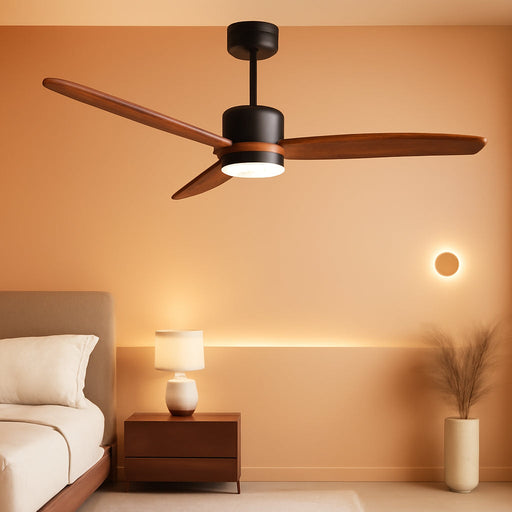 52 Inch Walnut Ceiling Fan Silent Wireless Controller