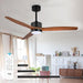52 Inch Walnut Ceiling Fan Silent Wireless Controller