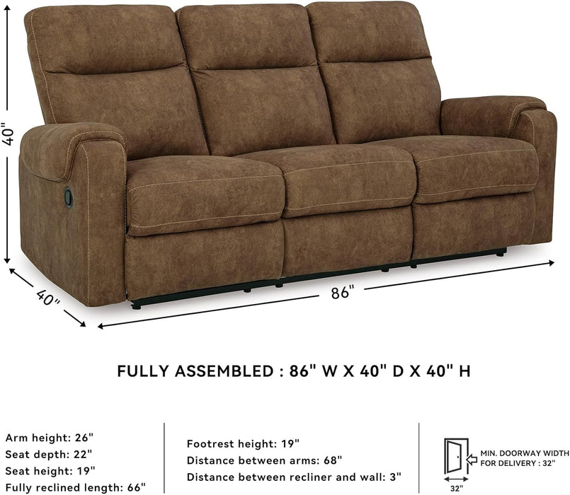 Edenwold Contemporary Faux Leather Manual Reclining Sofa, Dark Brown