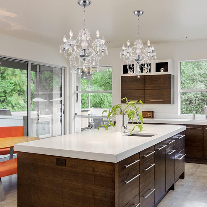 Crystal Chandeliers Clear Chandelier 5-Light Modern Pendant Ceiling Lighting Fixture with Acrylic Crystals & Beads for Girls Room,Living Room,Kitchen Island,Entryway