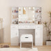 Vanity Desk with Lighted Mirror, Large Makeup Vanity Table Set with Storage Bench & Cabinets, 3 Brightness Mode, 45.2Inch (W), White