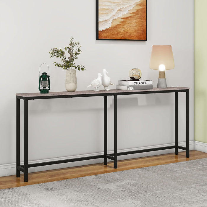 Sofa Tables Console Table with USB Ports,Behind Couch Table with Oulets & USB Ports,Narrow Entryway Table, Skinny Hallway Tables,Grey