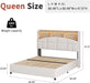 Queen Size Bed Frame with Headboard and LED Lights, Velvet Upholstered Platform Bed Frame with Wooden Slats Support, No Box Spring Needed, No Noise, Beige
