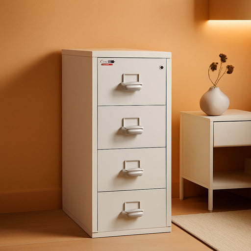 Vertical 4 Drawer Legal Fire Rated File Cabinet, Platinum