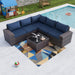 6PCS Outdoor Patio Furniture Set PE Wicker Rattan Sectional Sofa Patio Conversation Sets,Navy Blue