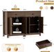 Arched Sideboard Buffet Cabinet 47" W, 2PCS Cracked Oak | Modern Coffee Bar Cabinet, 1 Drawer & 2 Doors, Adjustable Shelves, Accent Kitchen Sideboard with Storage