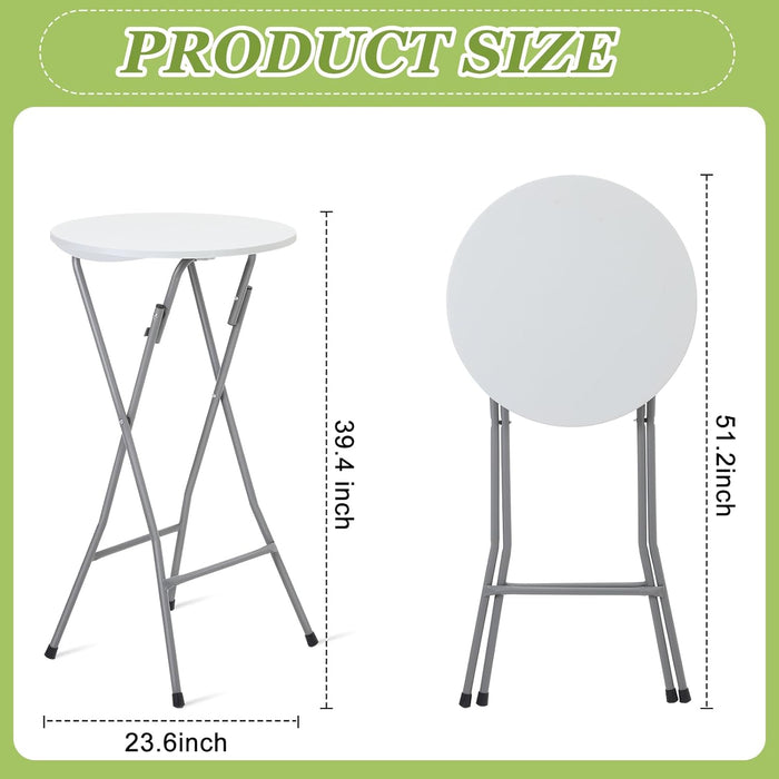 Foldable White Round Cocktail Tables 23.6x44 Inches