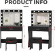 Vanity Table Set with 12 Light Bulbs, Makeup Dressing Table with Big Drawer & Mirror, Dresser Desk for Bedroom, Living Room Black