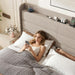 Full Linen Multifunctional Bed with Charging Station & Storage Headboard