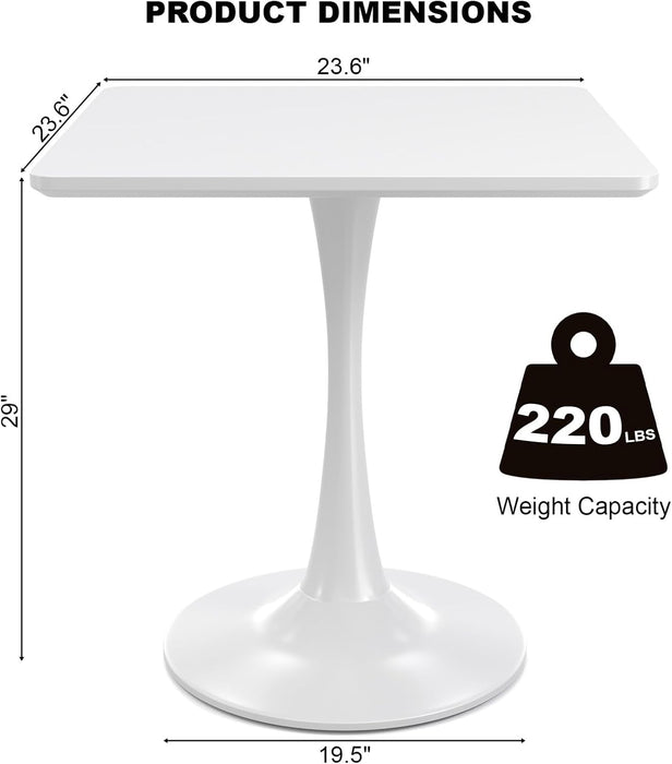 White Tulip 24Inch DiningTable WoodTopPedestalBase
