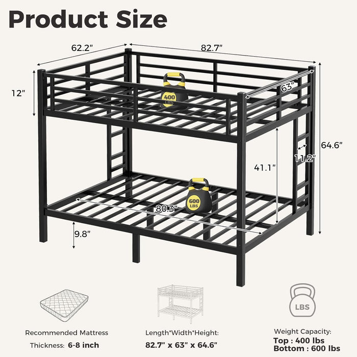 Queen HeavyDuty SpaceSaving Double Queen Bed Black