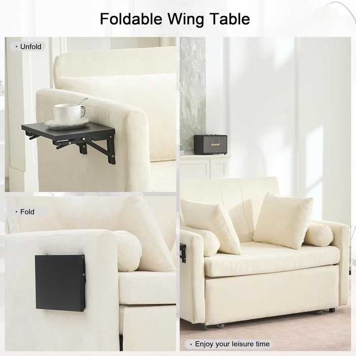 Oversize 45 Inch Sleeper Chair Bed With Wing Table Beige