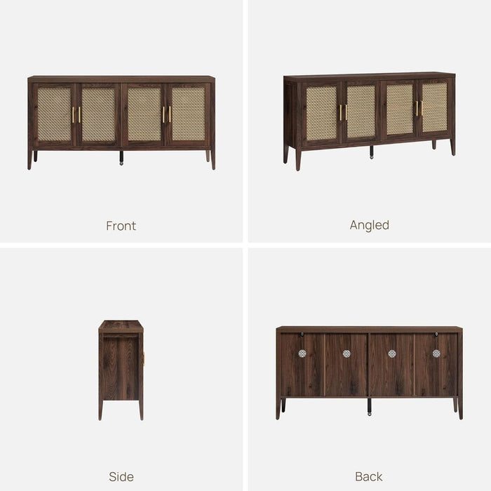 TV Stands for Living Room-Entertainment Center with Storage for Bedroom-Mid Century Modern Television Stands with 4 Doors 59" Media Console TV Cabinet Credenza for 45 50 55 60 65 Inch Tvs