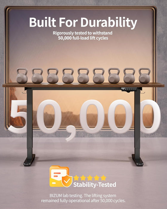 Electric Standing Desk 60 X 24 Inch Computer Desk-Gaming Desk Dark Walnut Home Office Desks Height Adjustable Memory Stand up Computer Workstation