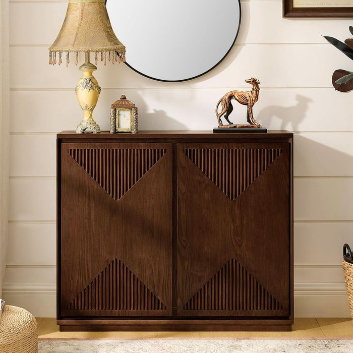 39" Narrow Sideboard Buffet Cabinet,Bar Cabinet Solid Wood Doors