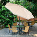 9Ft Patio Umbrella with Fringe, 2-Tier Outdoor Boho Umbrella with Tassels, Crank Handle, Push Button Tilt, Sun-Protective Canopy, 8 Ribs for Deck Backyard Poolside