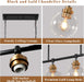 Black Gold Linear Chandelier Six Lights Illumination