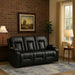 Leather Recliner Sofa Set with Manual Recliners,Living Room Furniture Set with Reclining Couch,Loveseat and Armchair,Living Room Chair with Cup Holders,Black (3+1)