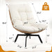 Outdoor Rattan Swivel Chair,Nature Wicker Patio Rotating Chair with Beige Thickened Cushion and Side Pocket,360° Rotation Patio Lounge Chairs for Living Room Bedroom Backyard Balcony