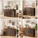 Arched Sideboard Buffet Cabinet 47" W, 2PCS Cracked Oak | Modern Coffee Bar Cabinet, 1 Drawer & 2 Doors, Adjustable Shelves, Accent Kitchen Sideboard with Storage