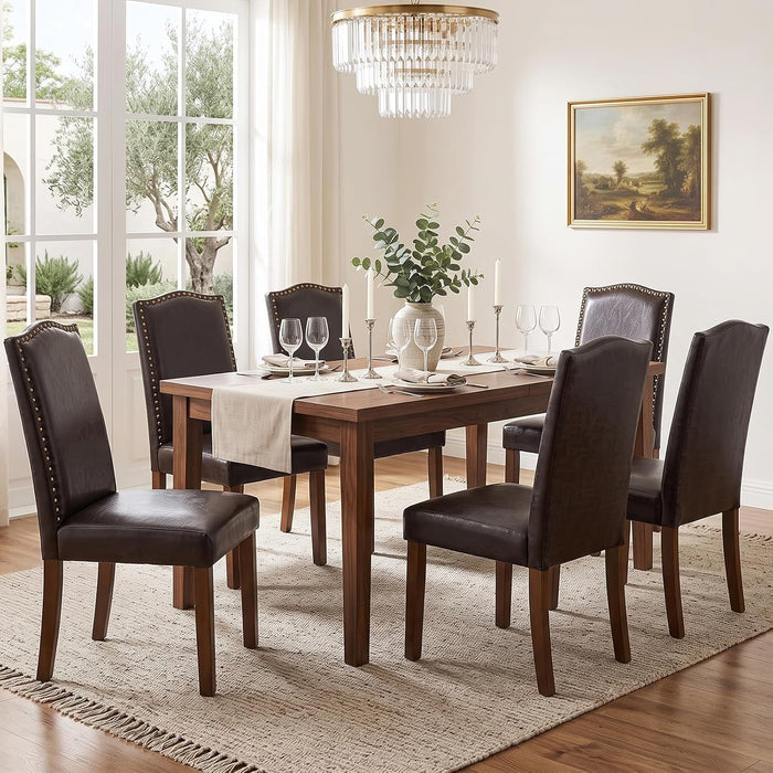 Dining Chairs Set of 6, PU Leather Kitchen Chairs for Living Room
