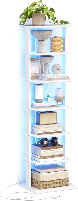 FortySevenInch White LED Bookcase With Ambient Lights