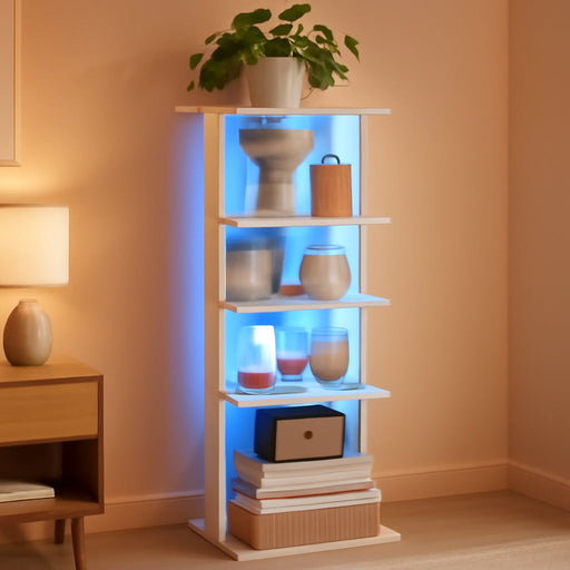 FortySevenInch White LED Bookcase With Ambient Lights