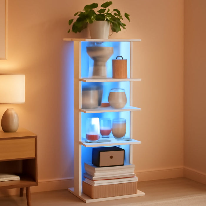FortySevenInch White LED Bookcase With Ambient Lights
