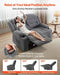 Loveseat Recliner Sofa, Manual Reclining Couch with Heating and Massage, Soft Corduroy Recliner Sofa with USB Ports, Cup Holders and Side Storage Bags, Dual Loveseat Chair for Living Room, Grey
