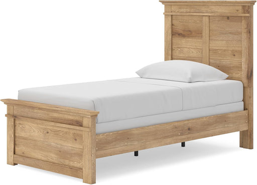 Signature Design by Ashley Fenderport Twin Bed Frame with Panel Headboard and Footboard, Cottage Bedroom Style for Kids and Guest Rooms, Natural Brown
