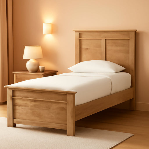 Signature Design by Ashley Fenderport Twin Bed Frame with Panel Headboard and Footboard, Cottage Bedroom Style for Kids and Guest Rooms, Natural Brown