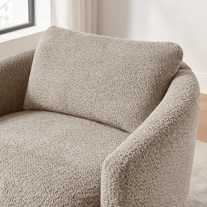 Boucle Accent Barrel Chair Set of 2, Cloud Reading Chair for Living Room & Bedroom, Furry Sherpa Armchair with Cozy Soft Throw Pillow Back, Comfy Upholstered Lounge Chair, Modern Single Sofa Chair