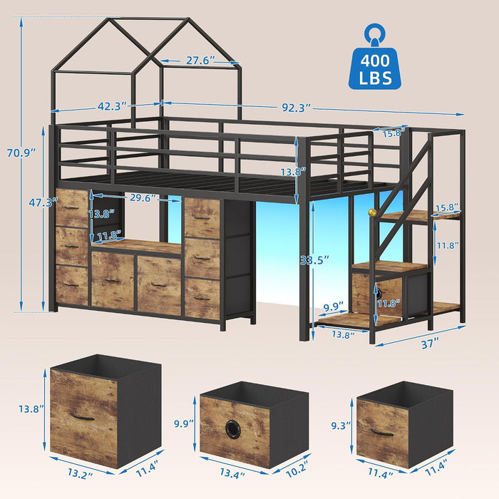 Beautifully Designed Rustic Twin Loft Storage Drawers